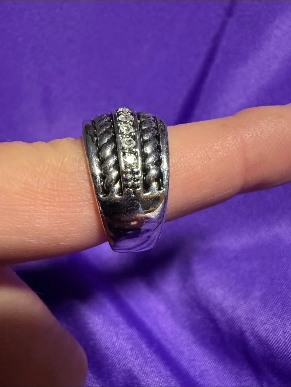 Park Lane Silver Crystal Rope Statement Ring Size 9 New